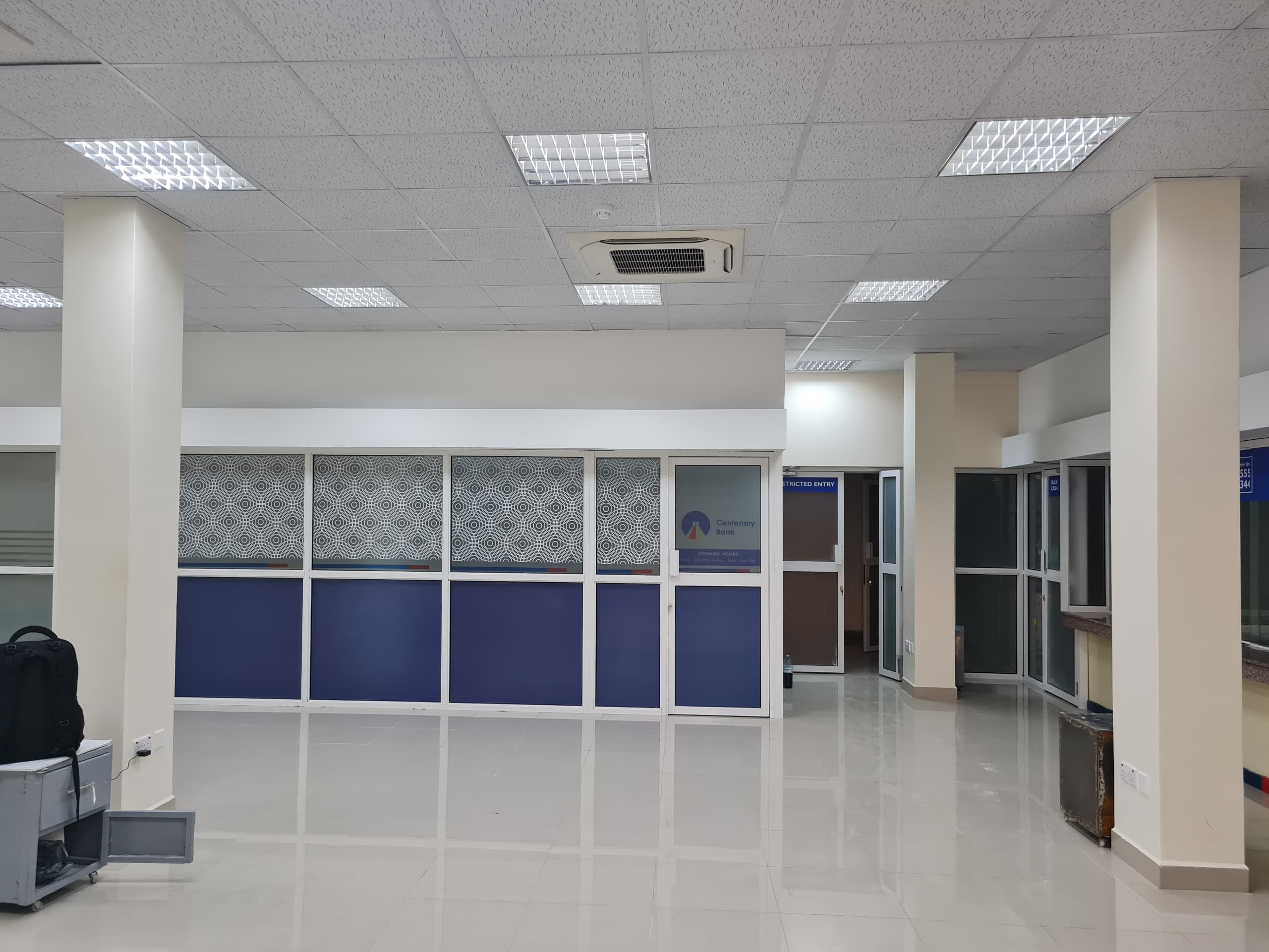 Centenary Bank Kawempe Branch interior — commercial construction Uganda